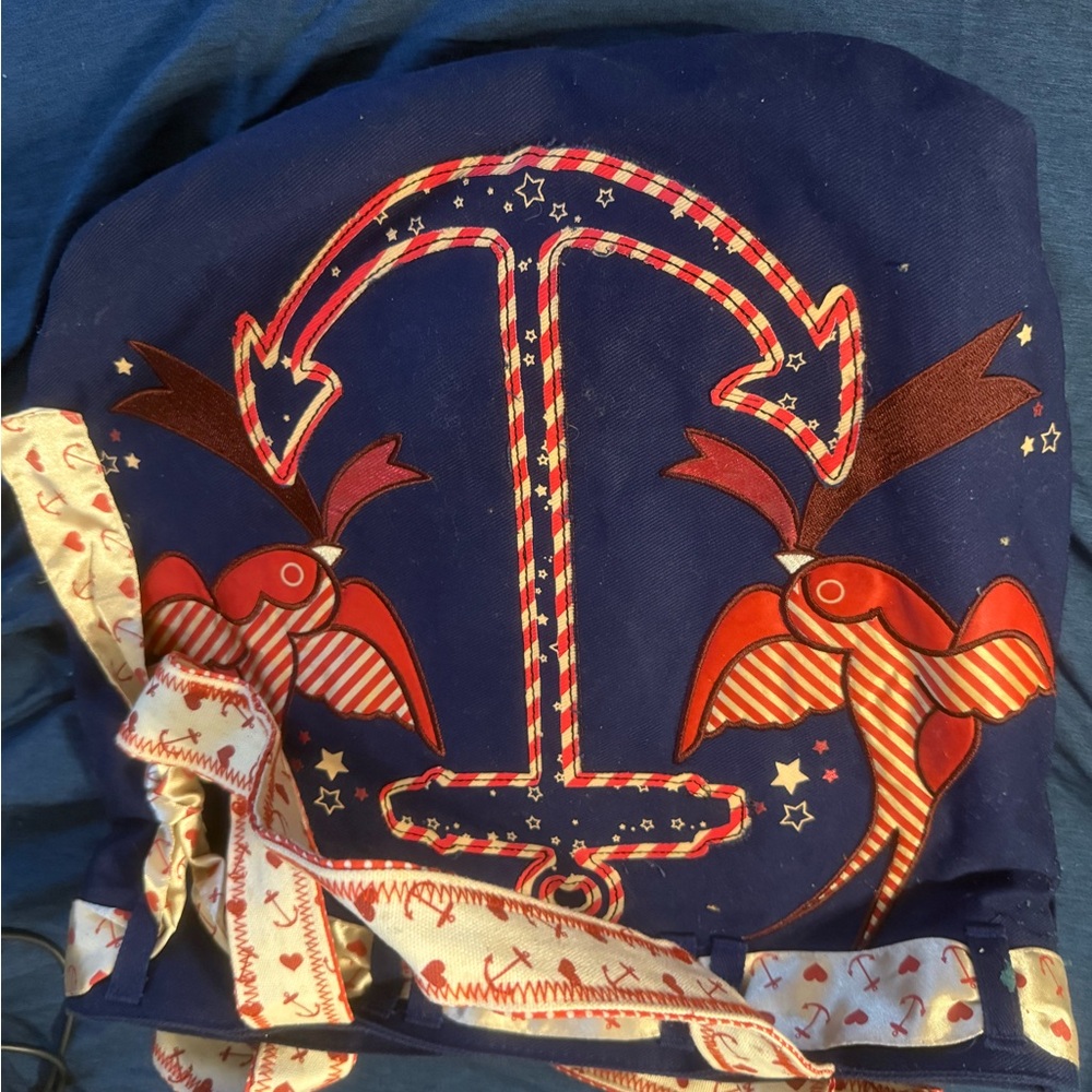 Nautical Themed Blue Tote Bag with Red Accents LoungeFly